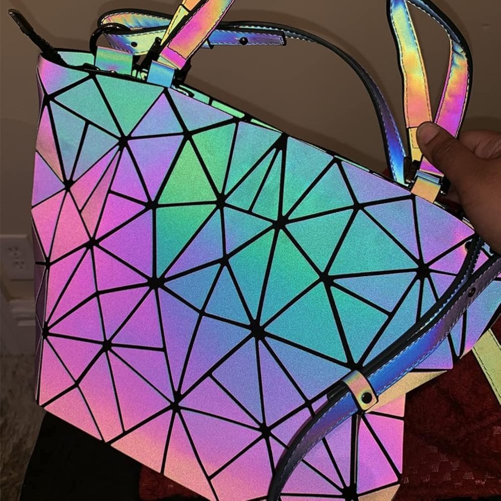 Holographic Geometric Iridescent Purse